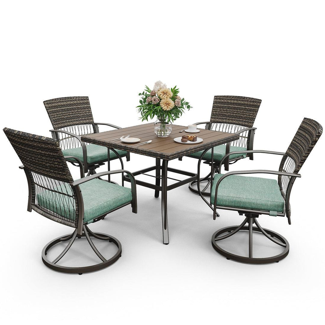 Pamapic Outdoor Dining Table with 4 Swivel Chairs (5 Pieces)