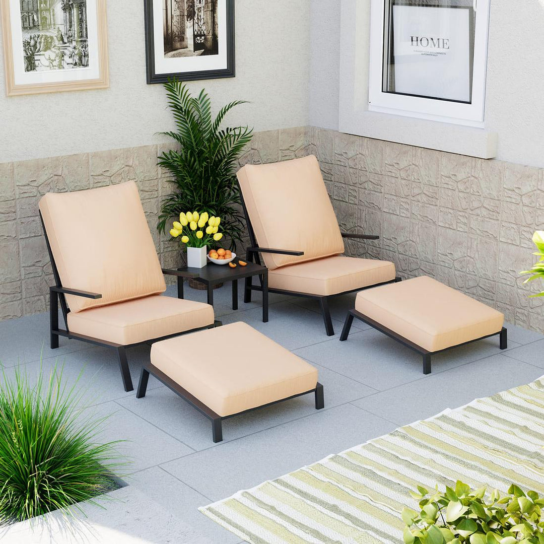 Pamapic Metal Patio Chairs with Ottoman (5 Pieces)