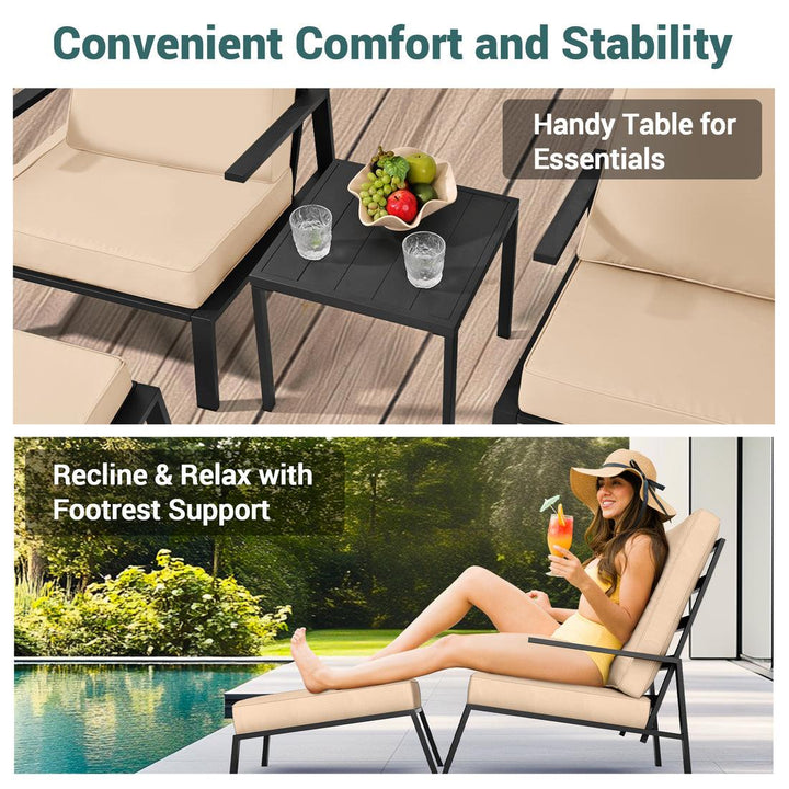 Pamapic Metal Patio Chairs with Ottoman (5 Pieces)