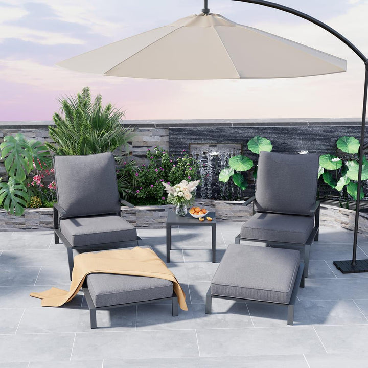 Pamapic Metal Patio Chairs with Ottoman (5 Pieces)