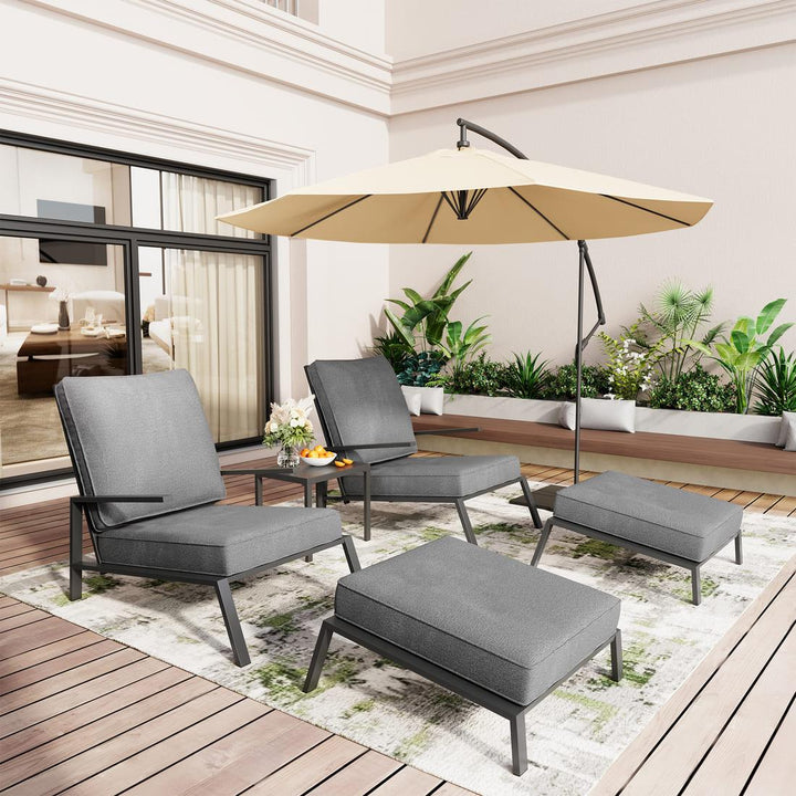 Pamapic Metal Patio Chairs with Ottoman (5 Pieces)