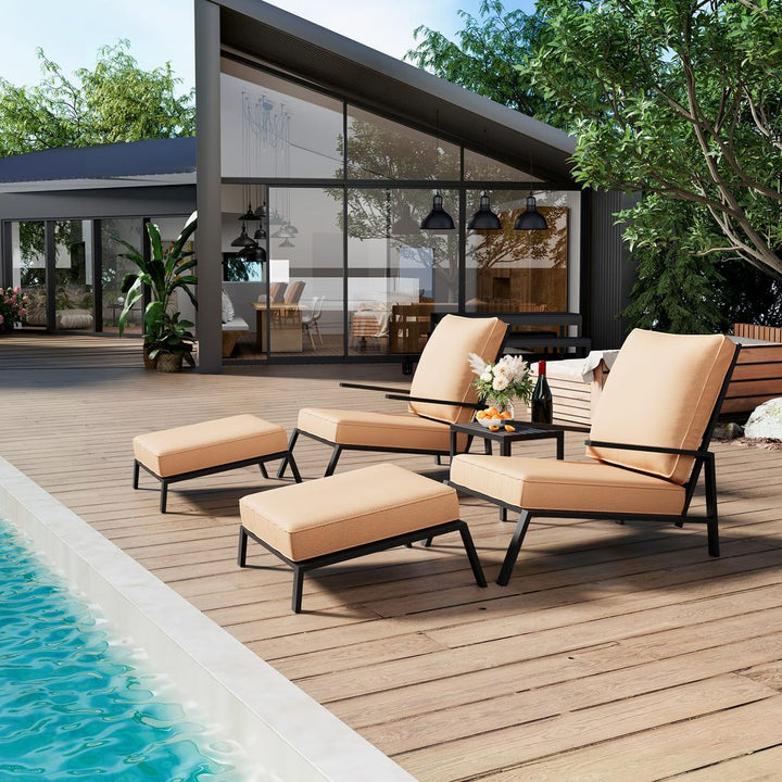 Pamapic Metal Patio Chairs with Ottoman (5 Pieces)