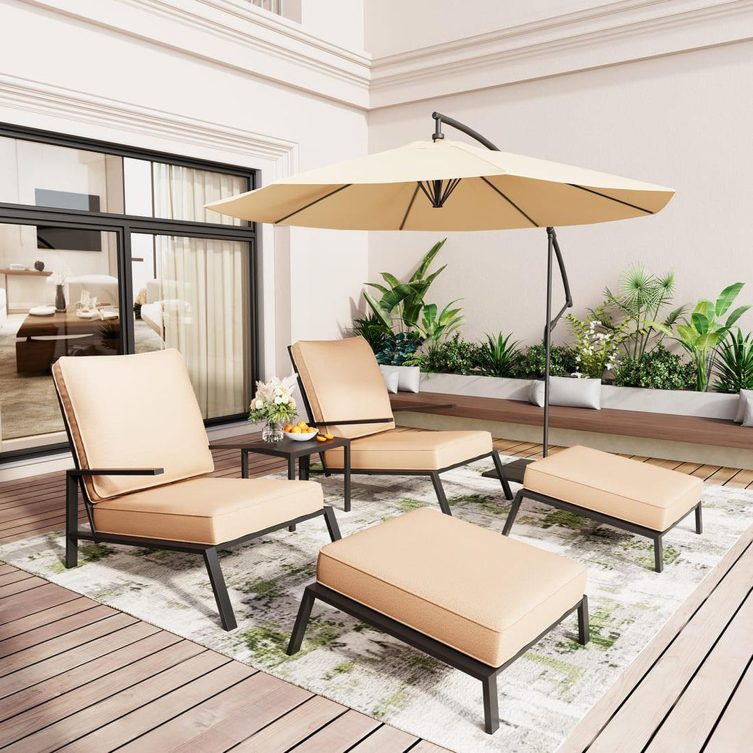 Pamapic Metal Patio Chairs with Ottoman (5 Pieces)