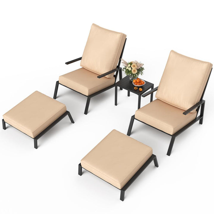 Pamapic Metal Patio Chairs with Ottoman (5 Pieces)