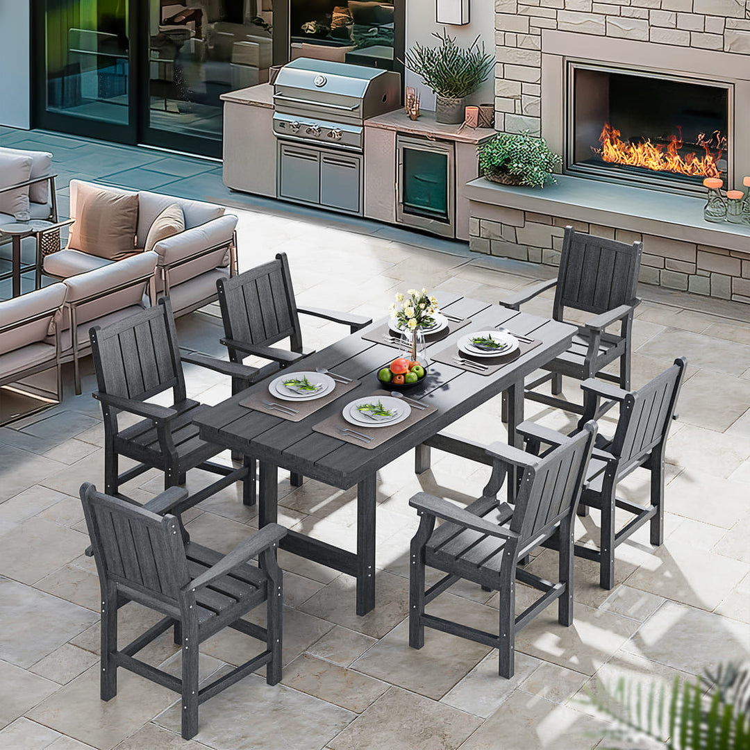 Pamapic HDPE Patio Furniture Dining Set (7 Pieces)