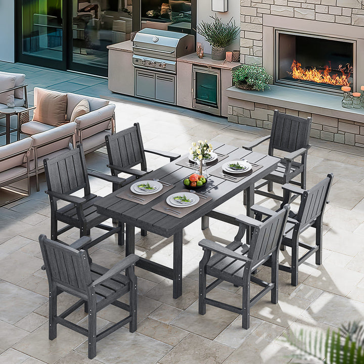 Pamapic HDPE Patio Furniture Dining Set (7 Pieces)