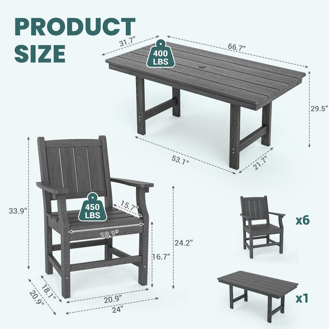 Pamapic HDPE Outdoor Dinning Set (7 Pieces)