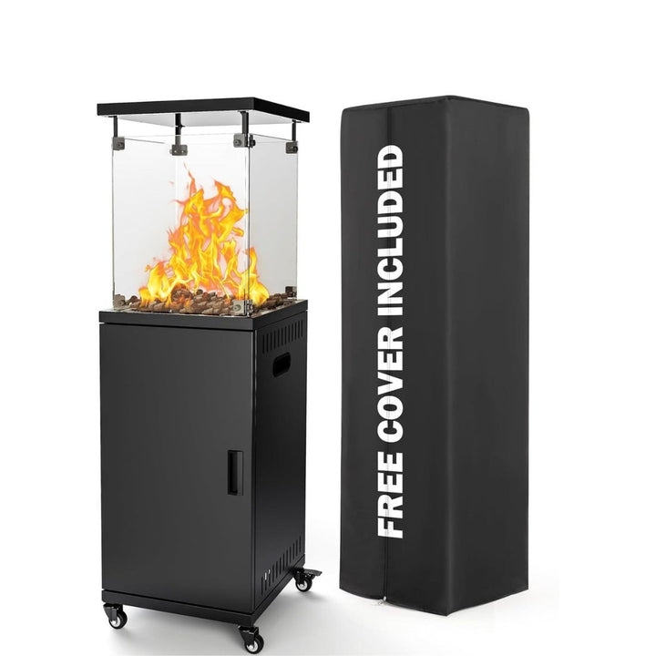 Pamapic 41000 BTU Propane Patio Heater with Tempered Glass Tube & Lockable Wheels