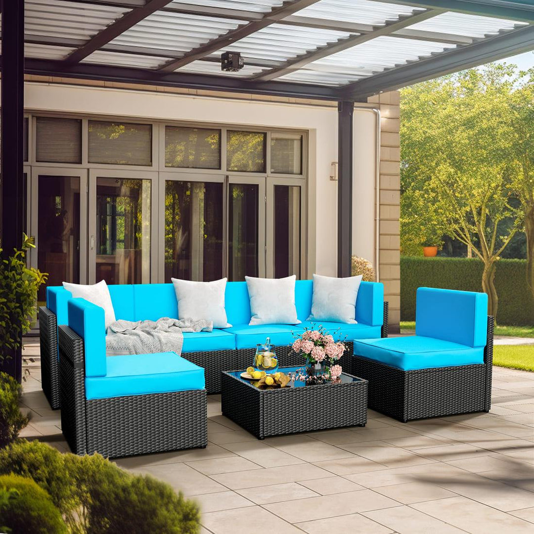 Pamapic Rattan Outdoor Sectional Sofa Set  (7 Pieces)