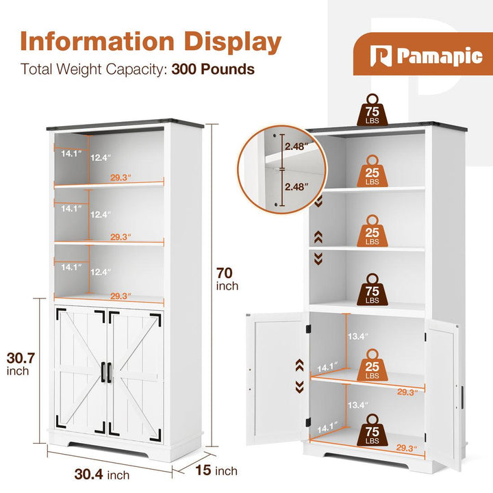 Pamapic 70" Tall Pantry Cabinet