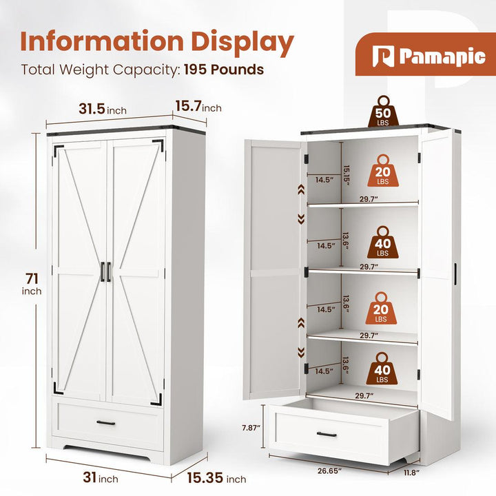 Pamapic 71" Tall Pantry Cabinet