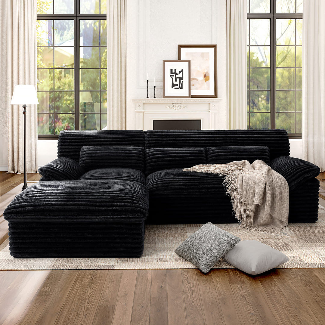 Pamapic 100" Boneless Cloud Couch with Comfy Corduroy Fabric & Double-Layer Thickened Deep Seat