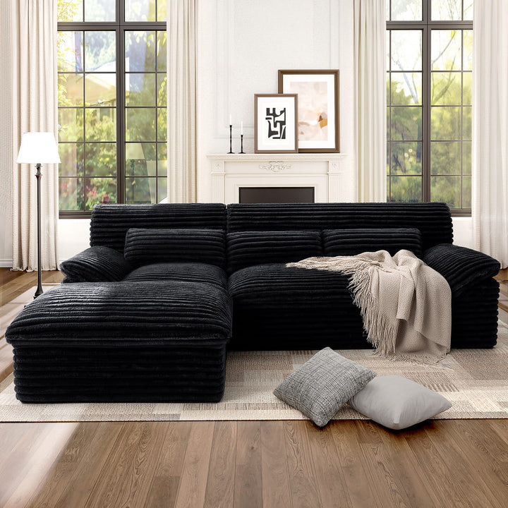 Pamapic 100" Boneless Cloud Couch with Comfy Corduroy Fabric & Double-Layer Thickened Deep Seat