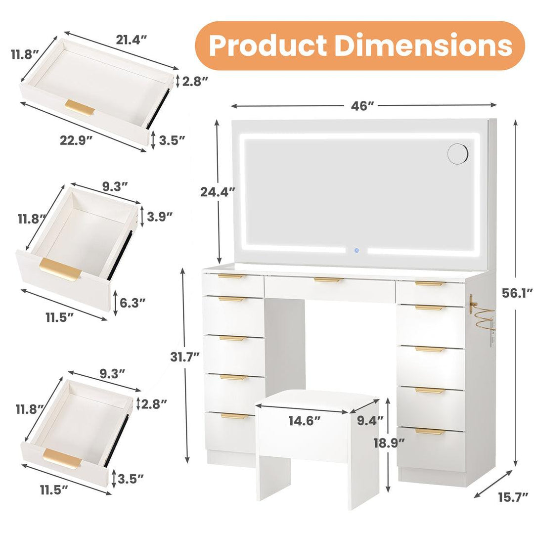 Pamapic 11-Drawer Vanity Desk