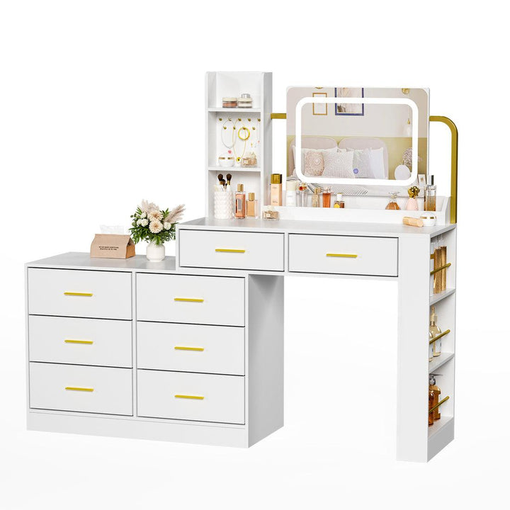 Pamapic 8-Drawer Adjustable Vanity Desk