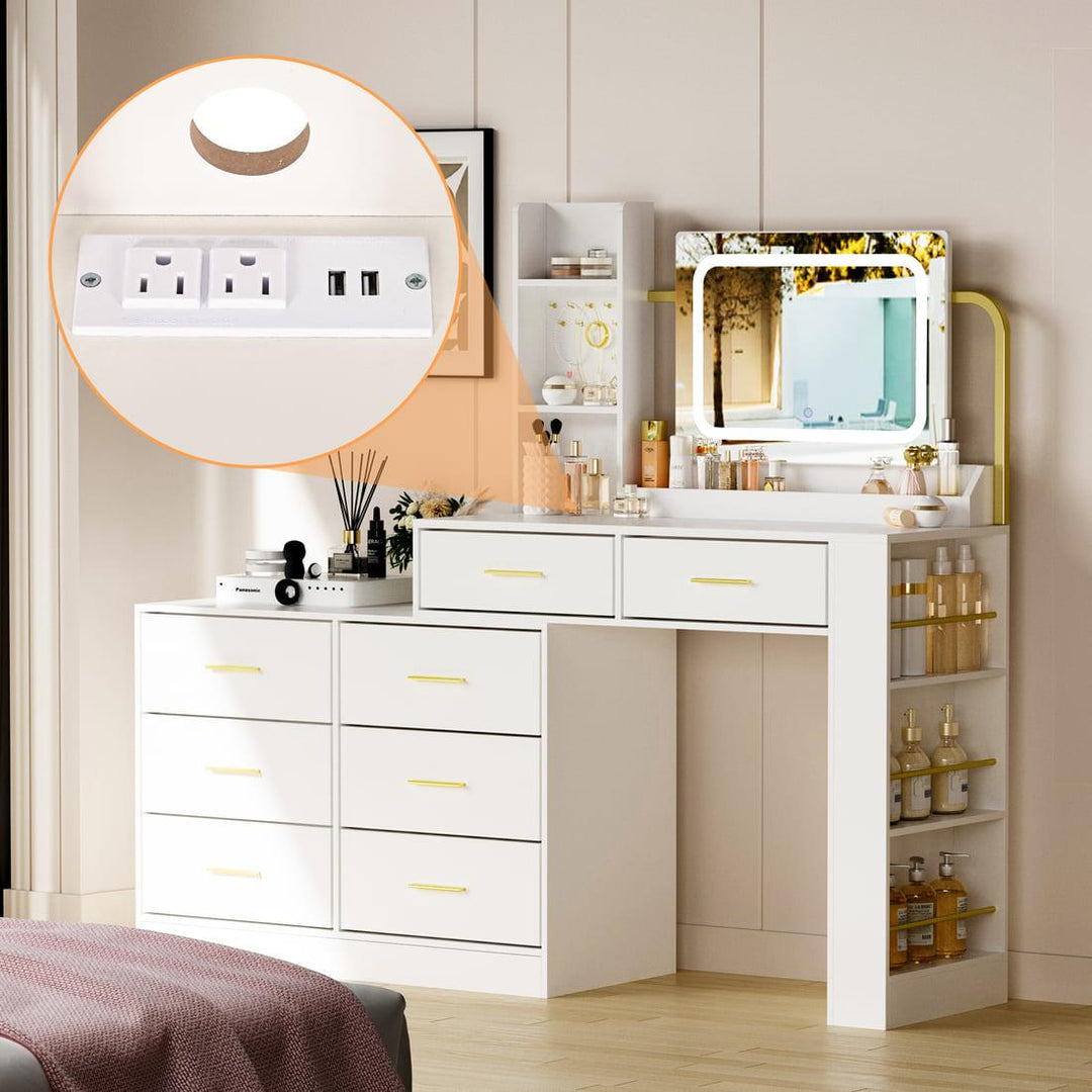 Pamapic 8-Drawer Adjustable Vanity Desk