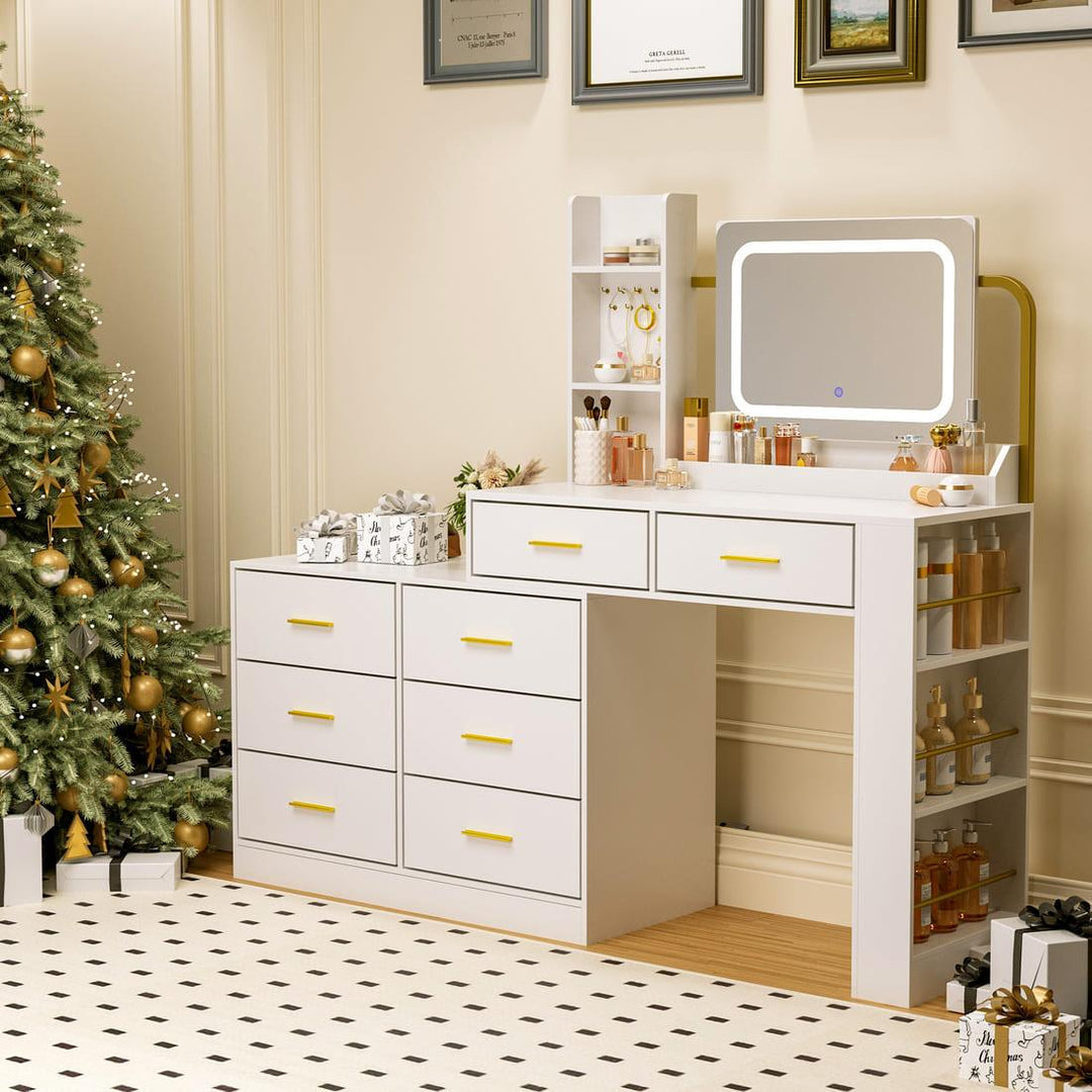 Pamapic 8-Drawer Adjustable Vanity Desk