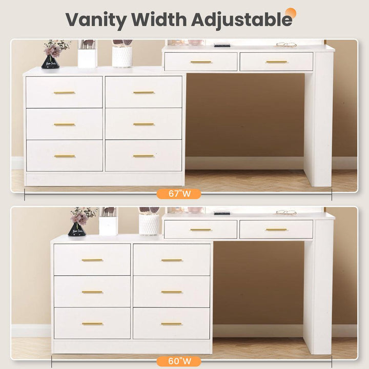 Pamapic 8-Drawer Adjustable Vanity Desk