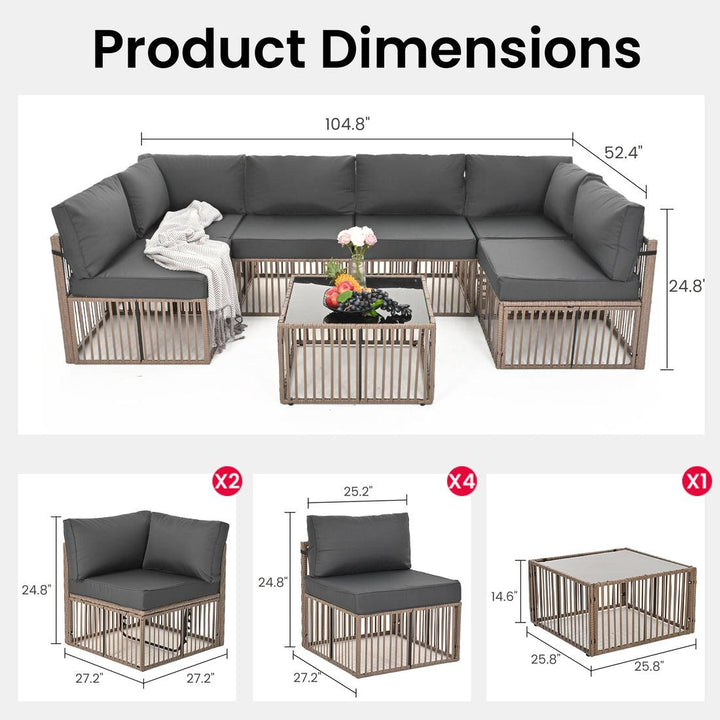 Pamapic Wicker Outdoor Sectional Sofa