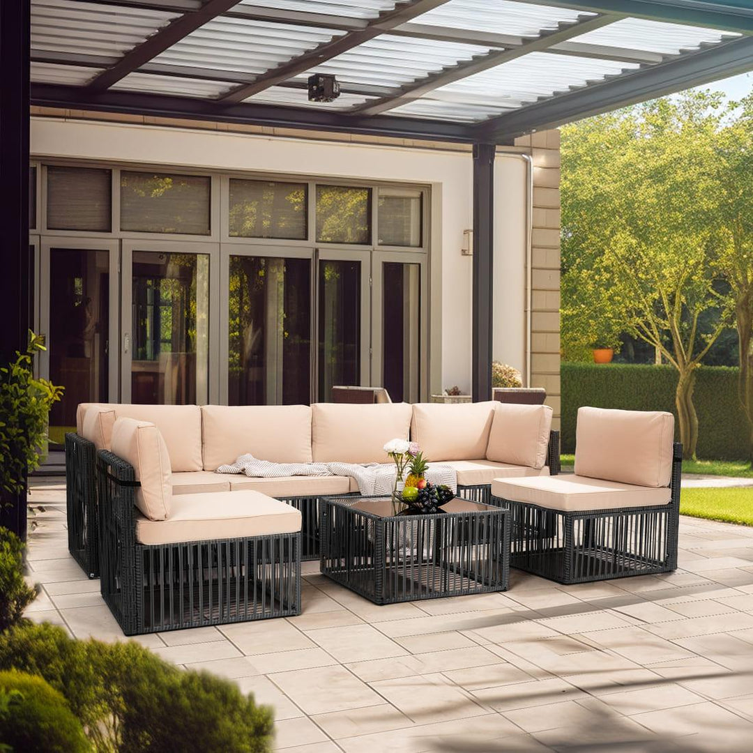 Pamapic Wicker Outdoor Sectional Sofa