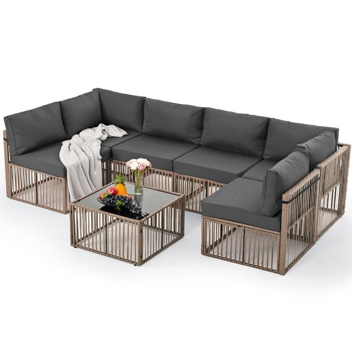 Pamapic Wicker Outdoor Sectional Sofa