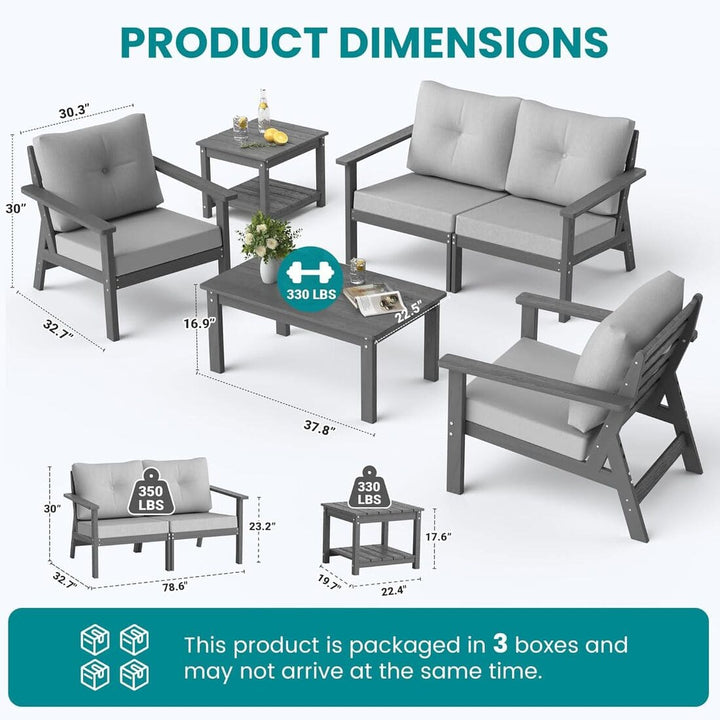 Pamapic Outdoor HDPE Patio Conversation Furniture Sets with Cushions