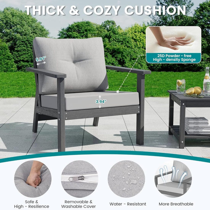 Pamapic Outdoor HDPE Patio Conversation Furniture Sets with Cushions