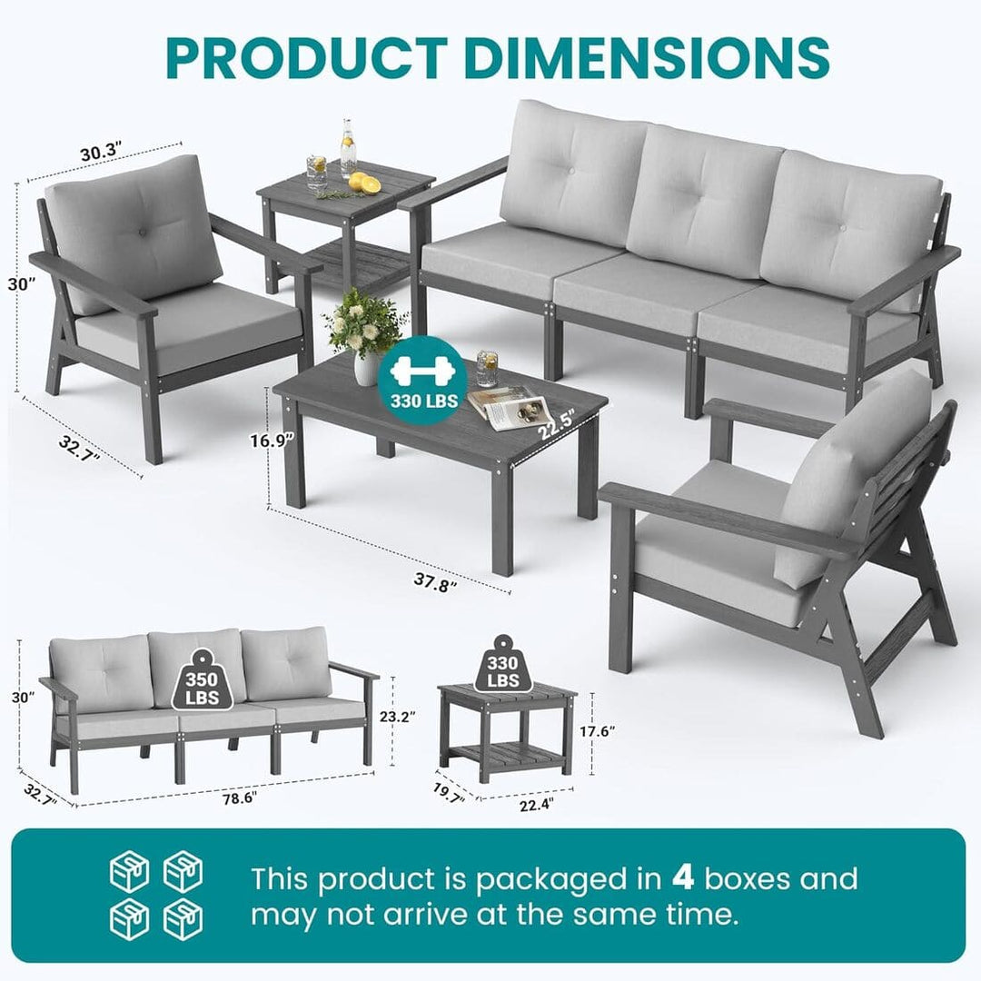 Pamapic Outdoor HDPE Patio Conversation Furniture Sets with Cushions