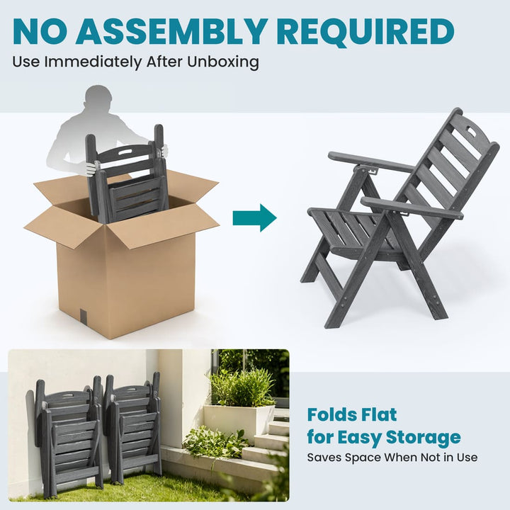 Pamapic Outdoor HDPE Patio Dining Table Set with Umbrella Hole