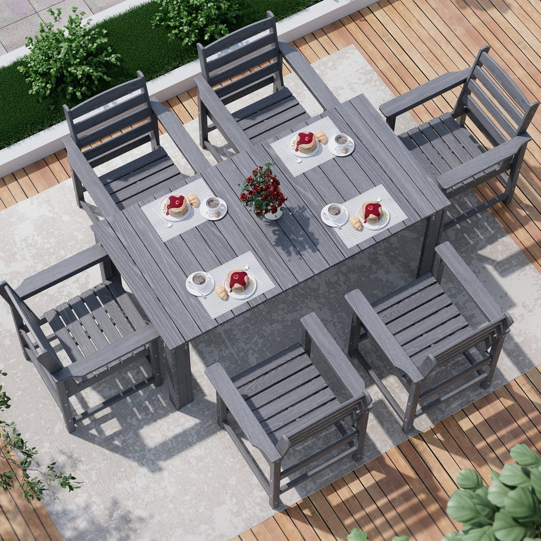 Pamapic Outdoor HDPE Patio Dining Table Set with Umbrella Hole