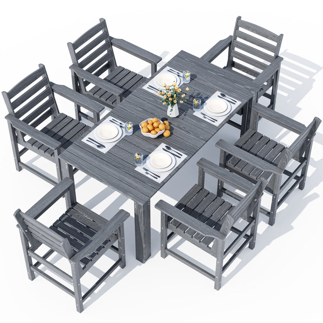 Pamapic Outdoor HDPE Patio Dining Table Set with Umbrella Hole