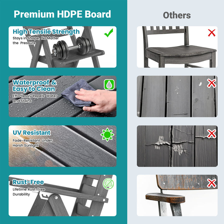 Pamapic Outdoor HDPE Patio Dining Table Set with Umbrella Hole