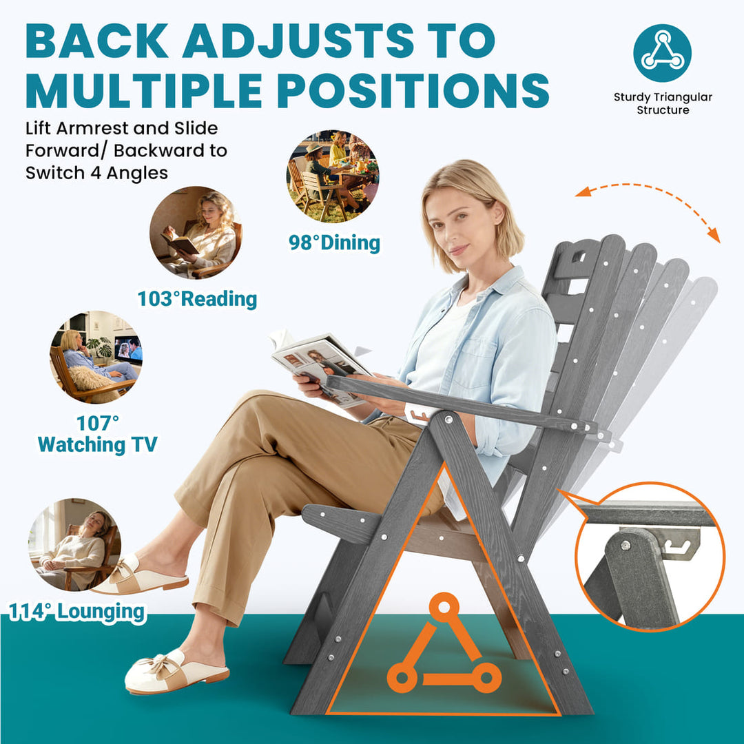 Pamapic Outdoor HDPE Patio Dining Table Set with Umbrella Hole