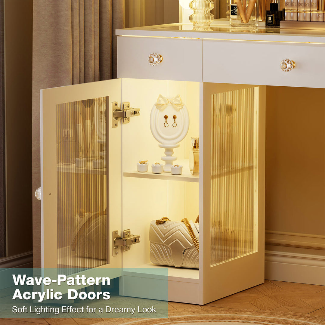 Pamapic Makeup Vanity Desk with Mirror & 12 LED Bulbs