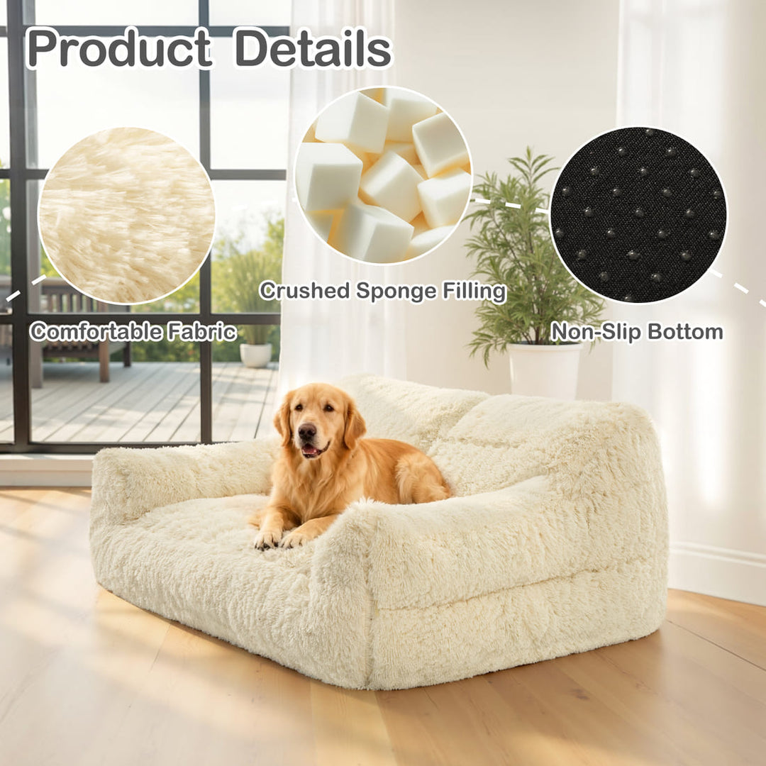 Pamapic 2-Seater Faux Fur Big Bean Bag Chair for Adult