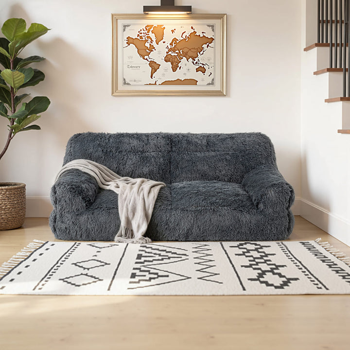 Pamapic 2-Seater Faux Fur Big Bean Bag Chair for Adult