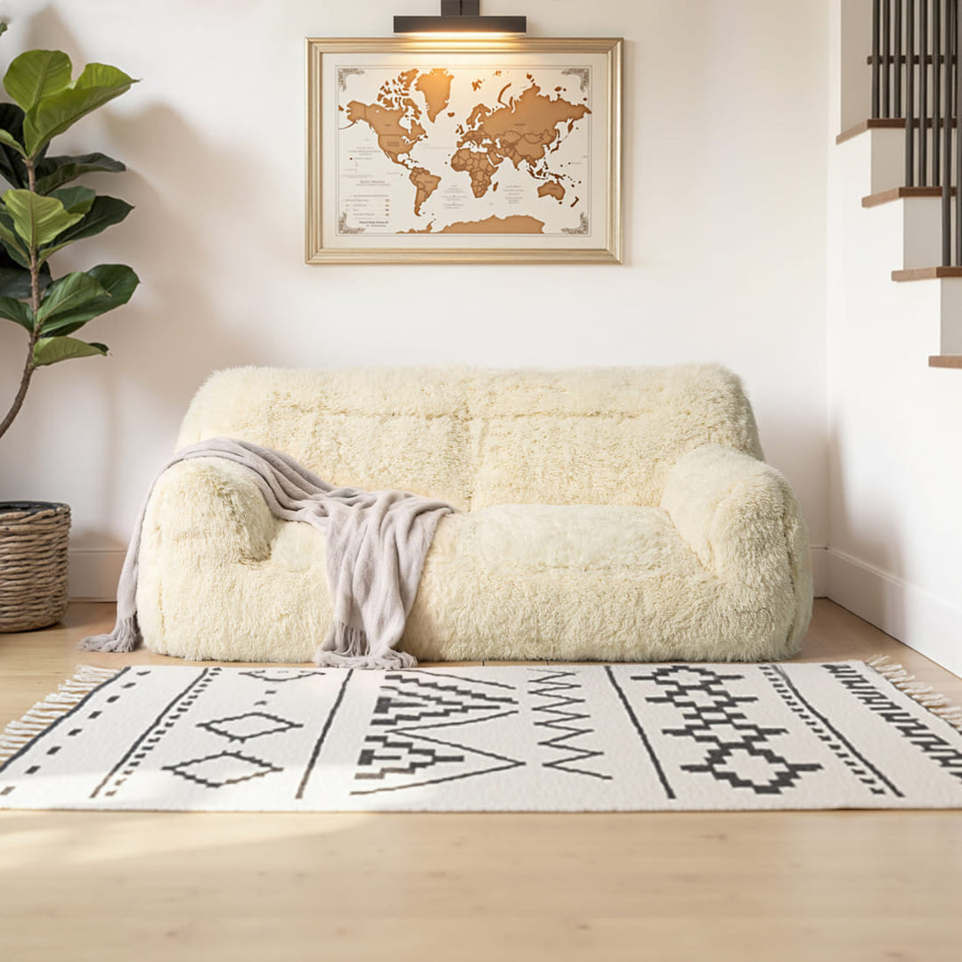 Pamapic 2-Seater Faux Fur Big Bean Bag Chair for Adult