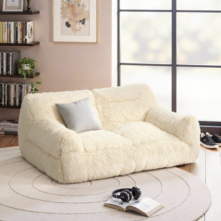 Pamapic 2-Seater Faux Fur Big Bean Bag Chair for Adult
