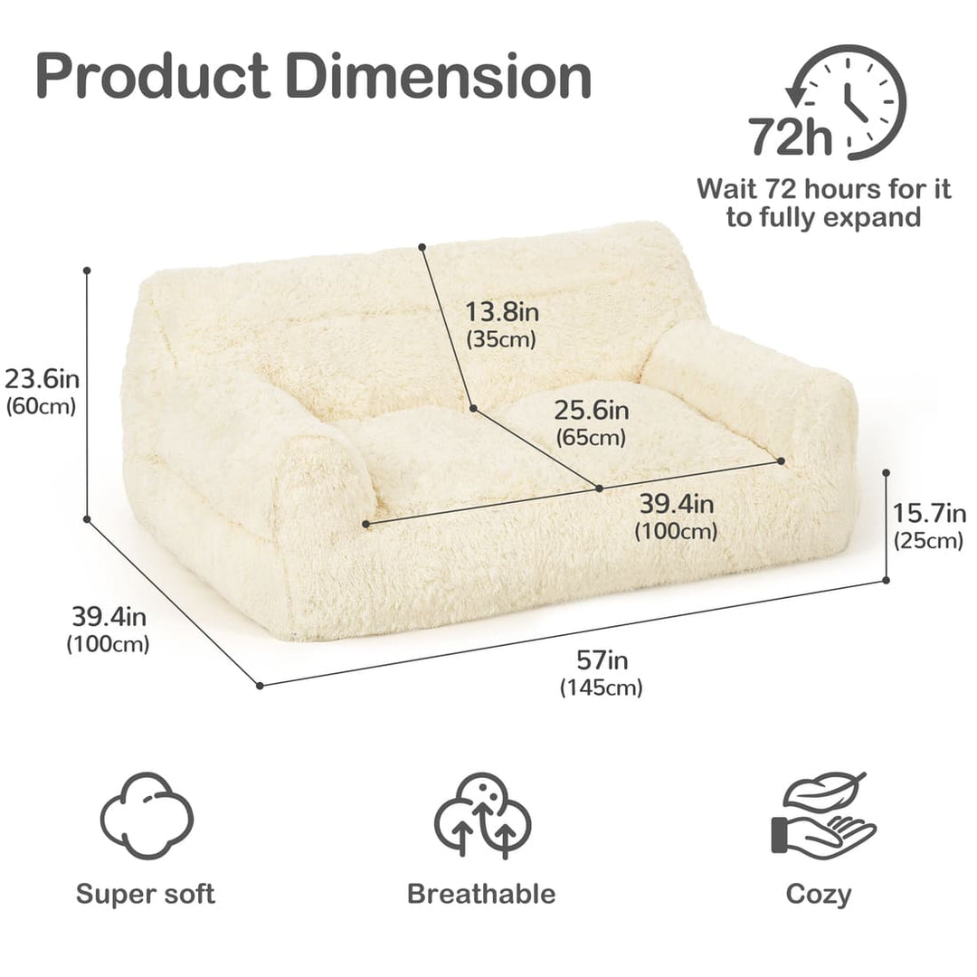 Pamapic 2-Seater Faux Fur Big Bean Bag Chair for Adult