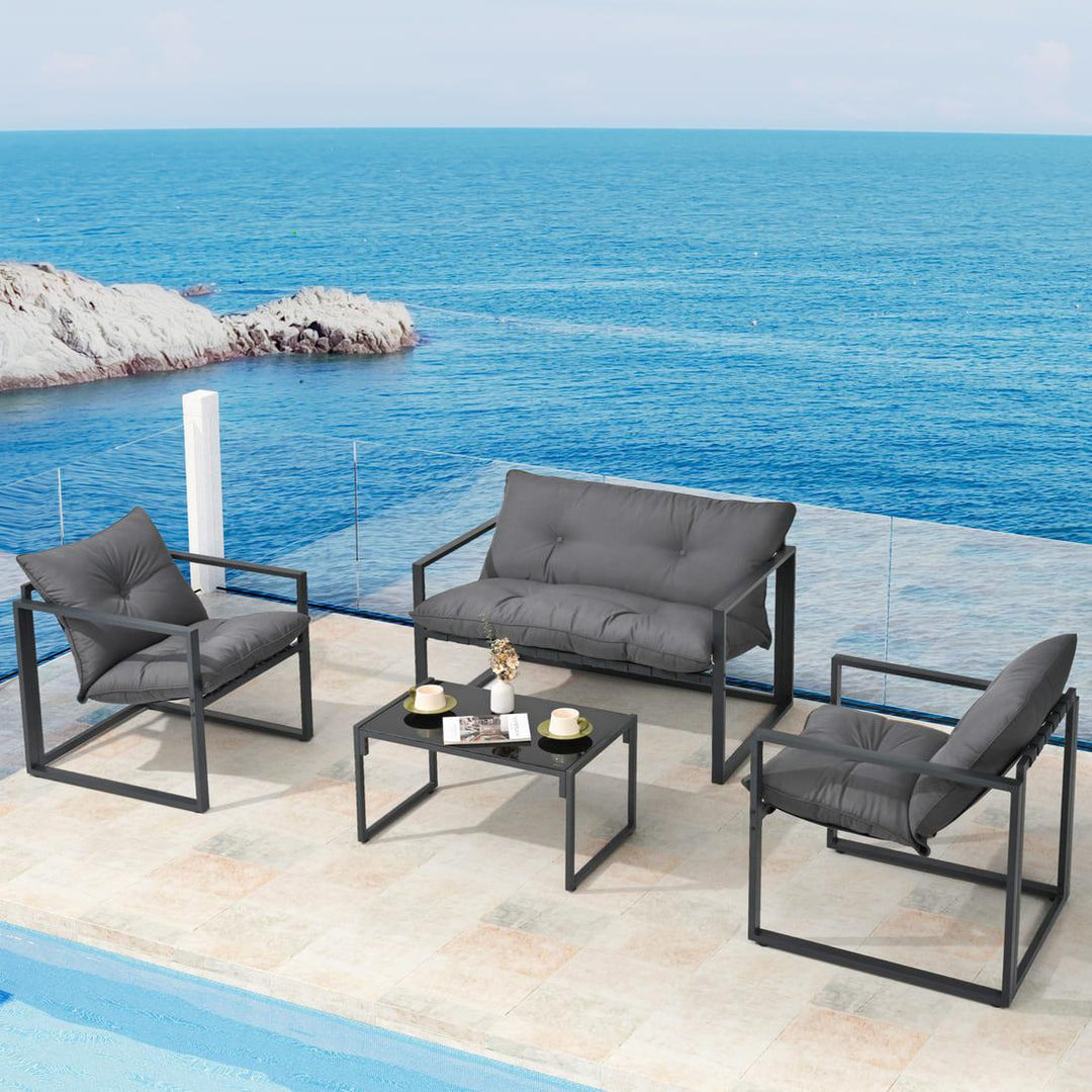 Pamapic Iron Outdoor Sectional Sofa  (4 Pieces)