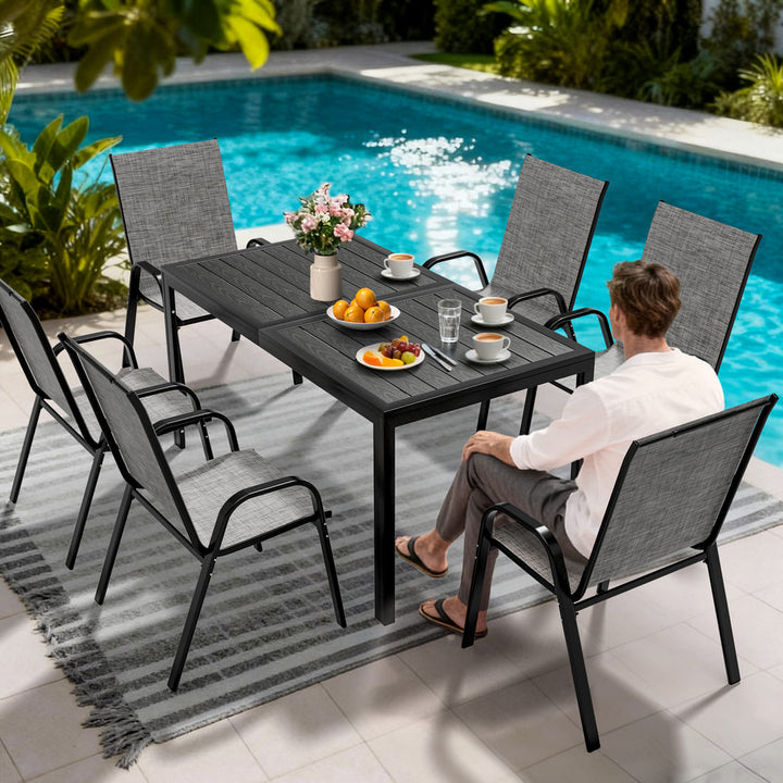 Lume Textilene Stackable Dining Set, 7-Piece