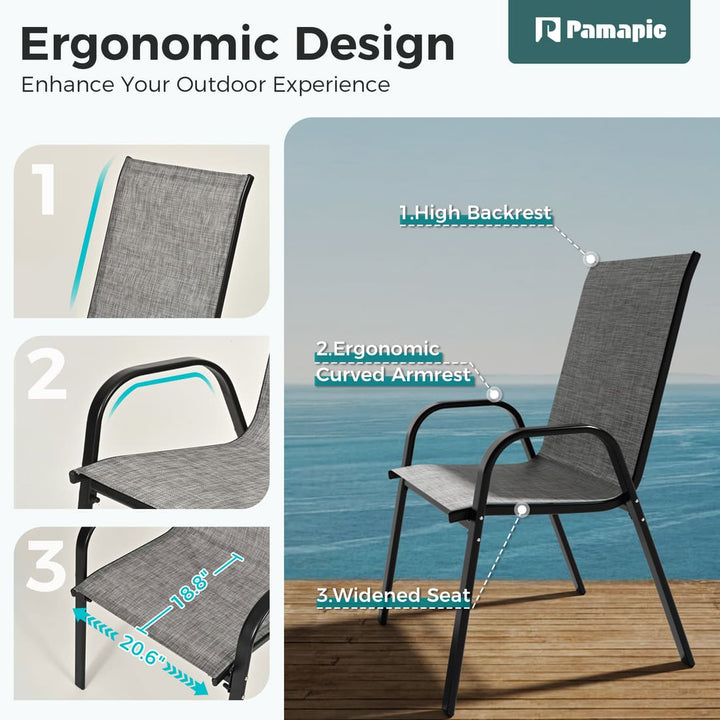 Lume Textilene Stackable Dining Set, 7-Piece