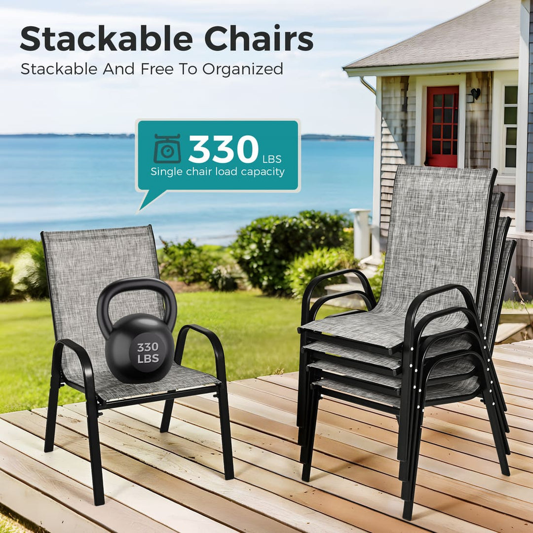Lume Textilene Stackable Dining Set, 7-Piece