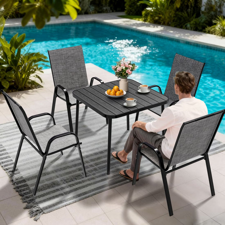 Lume Textilene Stackable Dining Set, 7-Piece