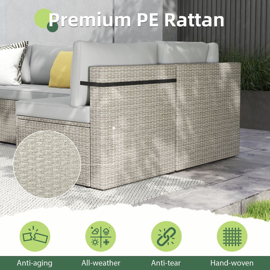 Pamapic Rattan Outdoor Sectional Couch Set  (7 Pieces)