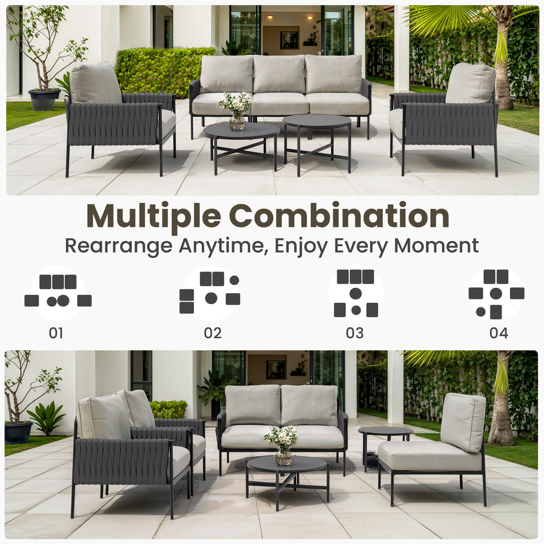 Axis Woven Rope Outdoor Sectional Set, 7-Piece – Pamapic