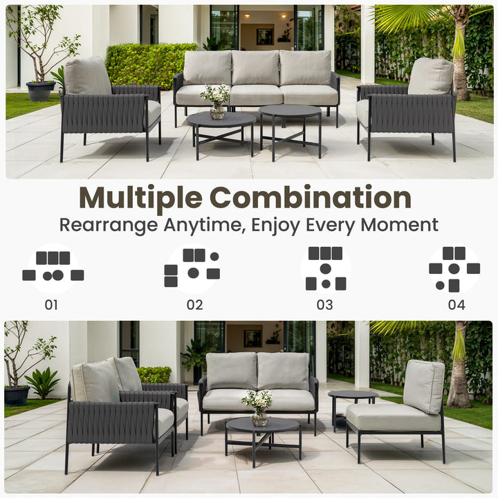 Axis Woven Rope Outdoor Sectional Set, 7-Piece